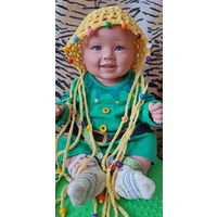Панамка вязанная с косами на 4-5лет, новая, р.52-54