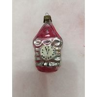 Елочные игрушки из стекла, домик с часами