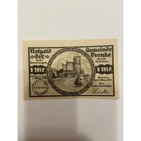 Нотгельд 1 марка 1921 год. Дренке. Веймарская республика - 2201
