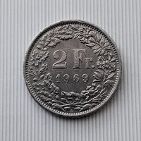2 франка 1969 года Швейцария. Швейцарская конфедерация.