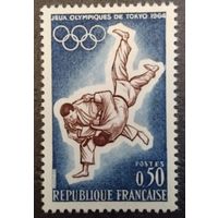 Франция. 1964г. Mi1486**. Олимпийские игры в Токио. Дзюдо.
