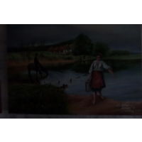 Картина 80-е По воду подписная