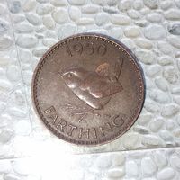 1 фартинг 1950 года Великобритания. Король Георг 6. Родная патина!