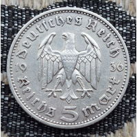 Германия 5 марок 1936 года, J. Серебро! Предложите свою цену или обмен!