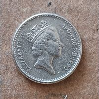 Великобритания 5 пенсов, 1990 г., новый тип: 18мм, 3.25г, KM# 937b