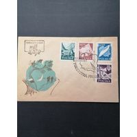 Польша 1956 КПД с полной серией марок "Туризм" (спецгашение) Mi.966-969 каталог 5.00 евро