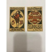 Нотгельд 5 пфеннигов 1921 год. Эфшвеге. Веймарская республика - 2201