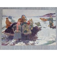 1953. соцреализм. Володин. Вывоз на поля торфяного удобрения