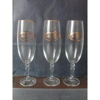 Бокалы,фужеры Богемия (Чехословакия).3 шт.20Х5 см.
