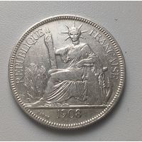 С рубля без мц! 1 пиастр 1908 французский Индокитай