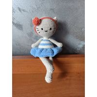 Котейка в платье Плюшевая вязаная мягкая игрушка амигуруми кошка интерьер ручная работа handmade кукла