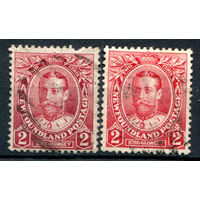 Британские колонии - Ньюфаундленд - 1911г. - король Георг V, коронация, разновидности цветов - 2 марки - гашёные [Mi 86]. #3-WB-100-A-1