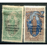 Французские колонии - Среднее Конго - 1924г. - местная жительница, надпечатка Экваториальная Африка - 2 марки - чистая, без клея, MH. #4-W1-119-A-1