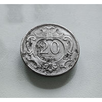 20 геллеров 1908 г. Франц Иосиф I, Австро-Венгрия, лот ав-2