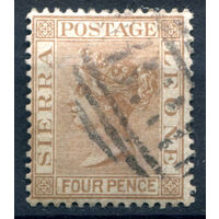 Британские колонии - Сьерра-Леоне - 1883/93г. - королева Виктория, 4 P, гаш - 1 марка - гашёная [Mi 20]. #4-B5-126-A-1
