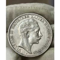 3 марки 1909 А без МЦ.Германия.Серебро.Отличная!