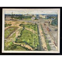 Корженевский А.С "Витебск.Площадь Черняховского", 1965г. Картон, масло. Размер с рамой 54х70 см.