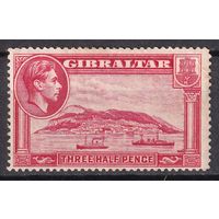93.BrK. Великобритания. Колонии. Гибралтар. Георг VI.1 1/2P. 1938/49 гг. Mi.#109B.