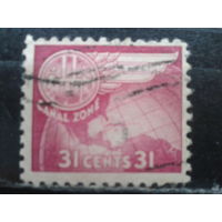 Зона Панамского канала, 1951. Стандарт. Авиапочта. Mi-4,0 евро гаш.
