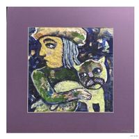 Акулов В.И "С другом", 2022г. Смешанная техника. Размер 34,5х34,5 см.