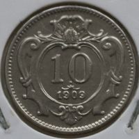 Австрия 10 геллеров 1909 год