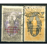 Французские колонии - Среднее Конго - 1925/30г. - местная жительница, надпечатка Экваториальная Африка - 2 марки - гашёные. #4-W1-119-A-1