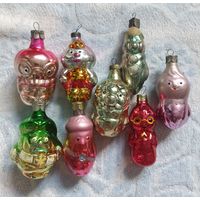 Елочные игрушки, стекло, набор Чиполлино на подвесках