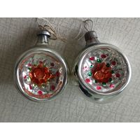 Ёлочные игрушки ФОНАРИКИ (СССР), стекло, подвес. Цена за обе.