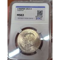 3 марки 1914 Людвиг Баварский ms 63