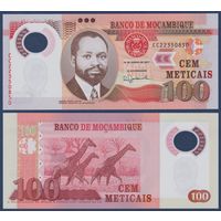 Мозамбик, 100 метикал 2017 г., P-151b (CC, полимер, президент Самора Машел, жирафы), UNC