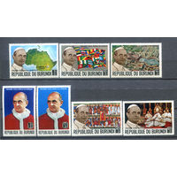Бурунди - 1969г. - визит папы Павла VI в Африку - 7 марок - полная серия, MNH с лёгким пожелтением клея [Mi 506 A - 512 A]. #3-Bu-Z-1-2