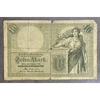 Банкнота 10 марок 1906 год. Германская империя. С рубля без МЦ.
