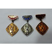 Значки "1, 2, и 3 место ДСО Локомотив БССР". Алюминий.