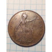 1 пенни Великобритания 1928 год.