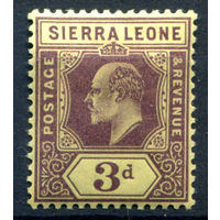 Британские колонии - Сьерра-Леоне - 1907/10г. - король Эдуард VII, 3 P - 1 марка - MH [Mi 73]. #4-B5-126-A-1