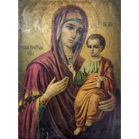Старинная литография Пресвятая Богородица