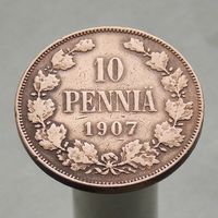 10 пенни 1907 КНЯЖЕСТВО ФИНЛЯНДИЯ в составе РИ