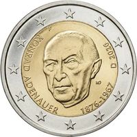 2 евро 2026 Германия Конрад Аденауэр A G F D J UNC из ролла на выбор