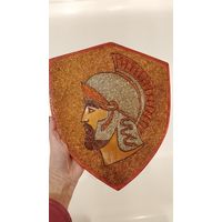 Гладиатор на щите, панно СССР из медной проволоки. Древний Рим, воин