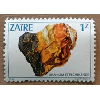 Марка Заир, Конго, серия - минералы, уранит, 1983 г