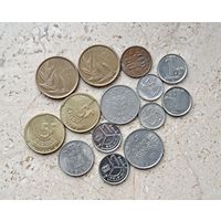 Бельгия 14 монет: 20 франков, 5 франков, 1 франк, 50 сантимов, 25 сантимов, без повторов.