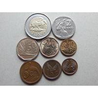 ЮАР 1,2,5,10,20,50 центов,2 и 5 рандов 1990-2005г.