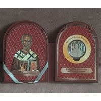 Святитель Николай Чудотворец. 20 рублей. Серебро. Вставки из 4 фианитов. Монета оформлена в красивый буклет в форме иконы. Серия Православные Святые