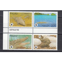 Фауна. Крокодилы. Палау. 1994. 4 марки. Michel N 690-693 (5,0 е)