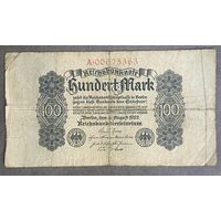 Банкнота 100 марок 1922 год. Веймарская республика. С рубля без МЦ.