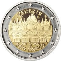 2 Евро Италия 2017 400 лет постройке Собора Святого Марка UNC из ролла