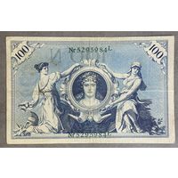 Банкнота 100 марок 1908 год. Германская империя. Зеленая  печать.