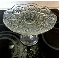 Ваза для фруктов, стекло, H 15 см, D 22 см, СССР