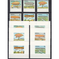 Дирижабли. Либерия. 1978. 6 марок и 6 блоков б/з. Michel N  1054-1059, бл89 (28,0 е)