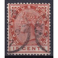 17.BrKM. Великобритания. Колонии. Маврикий. Виктория. Стандарт. 15C. 1892 г. Mi.#77.
